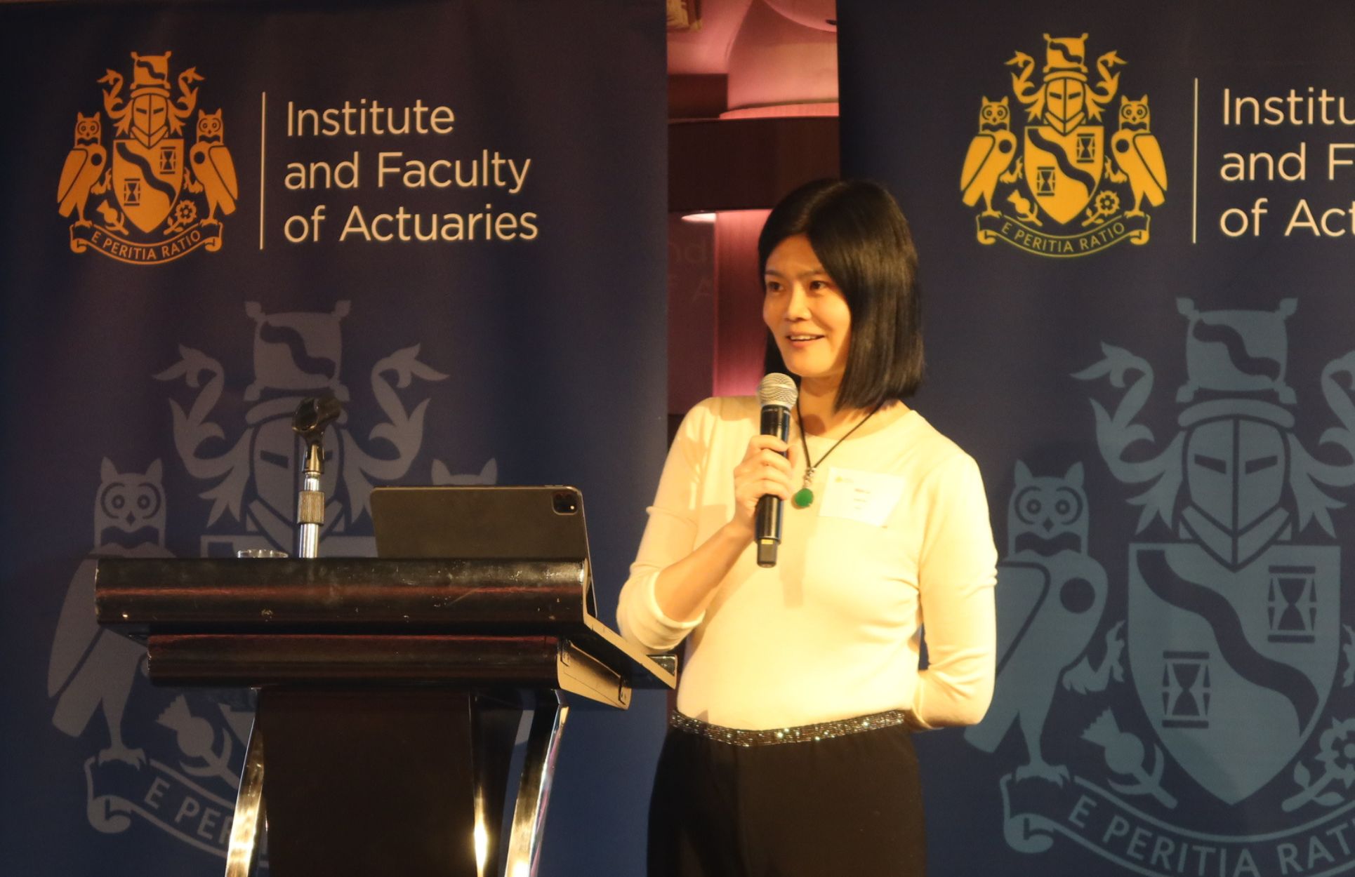 Wen Li speaking at the launch event in Hong Kong