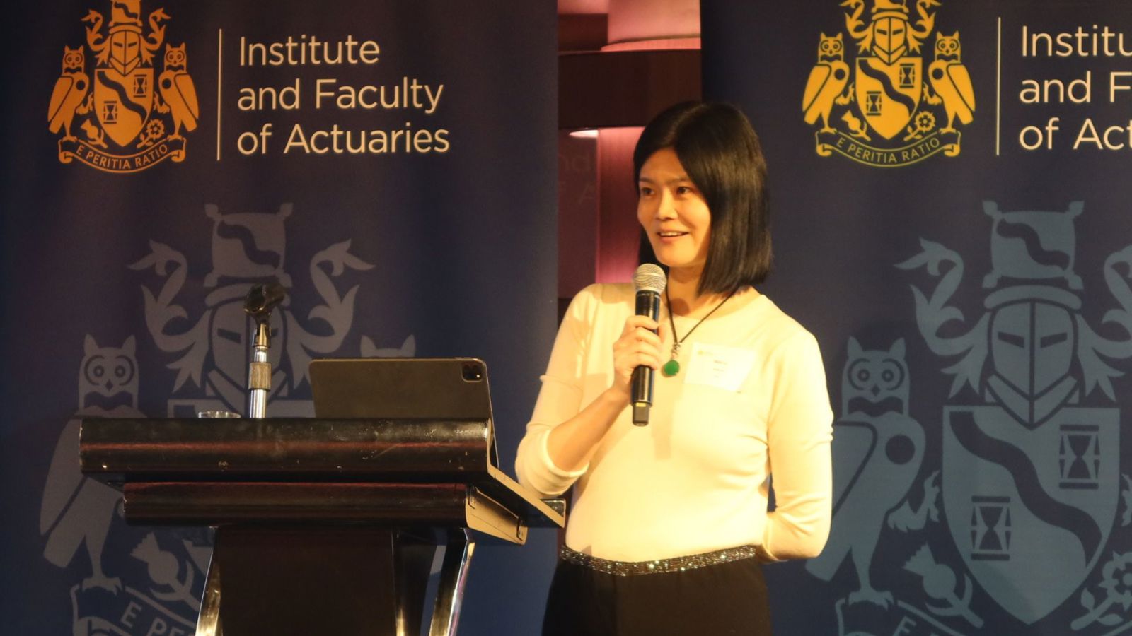Wen Li speaking at the launch event in Hong Kong