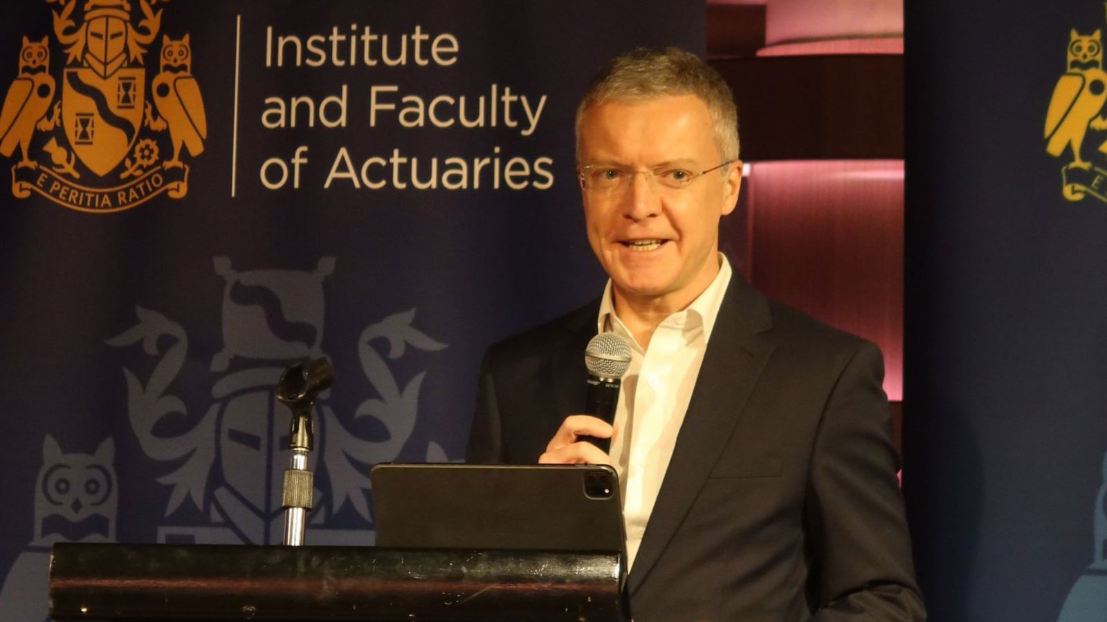Chris Hancorn speaking at the launch event in Hong Kong