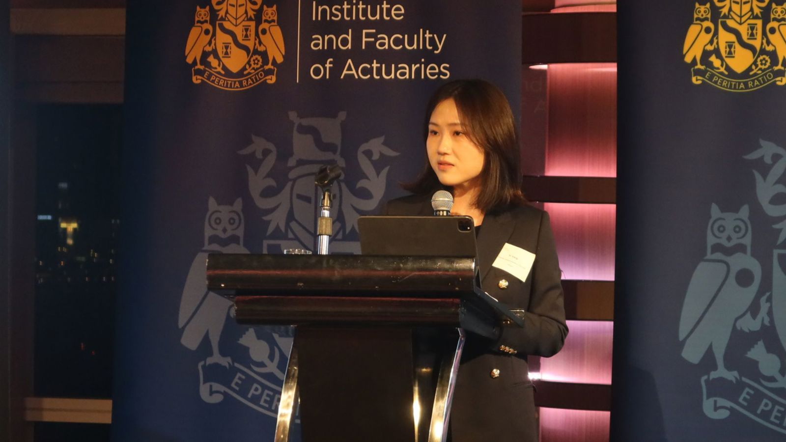 Yi Yang speaking at the launch event in Hong Kong